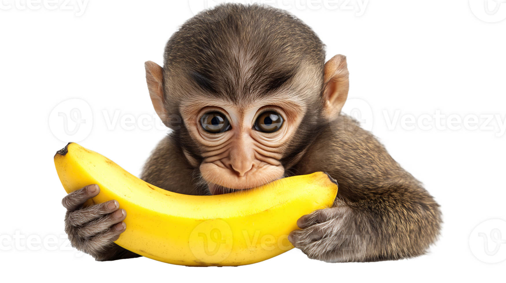 Monkey Eating a Banana, Isolated on Transparent Background png