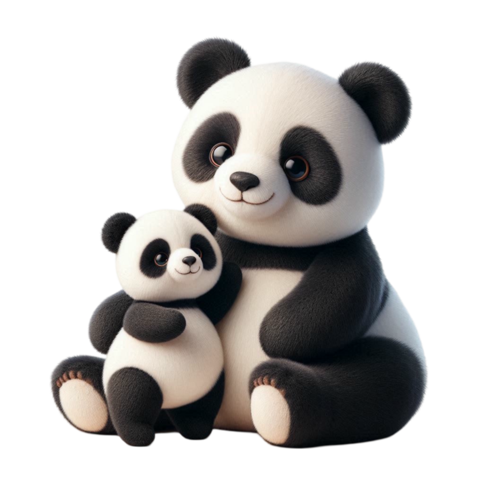 Caring Panda Plush with Baby Cub png