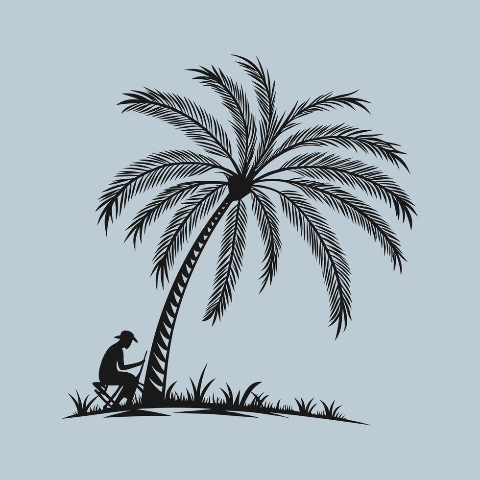 Exotic Palm Tree Silhouette Graphics for Vacation and Travel Art vector