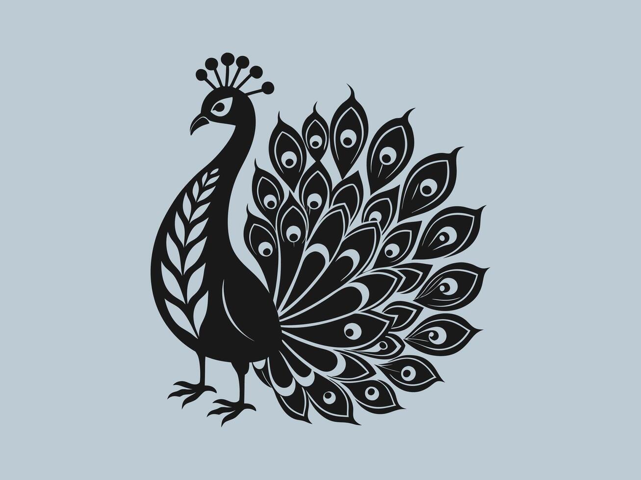 Peacock Silhouette Design for Logos and Crafts vector