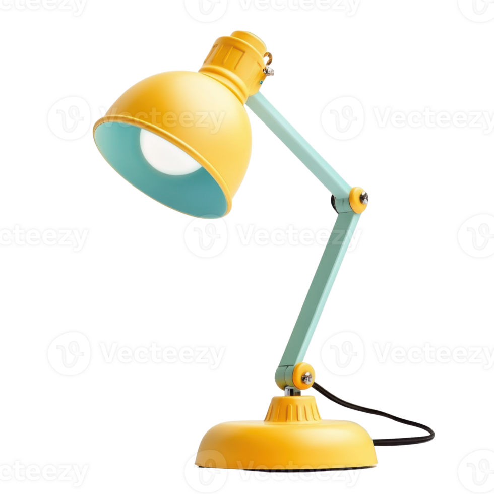 Yellow Desk Lamp on Transparent Background for Design, Clipart, Mockup, and Editing Use png