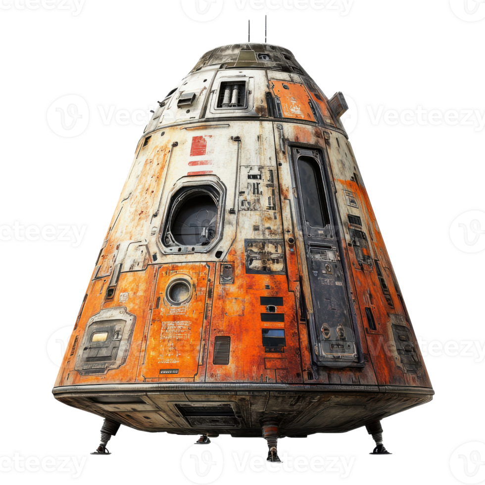 Orange and White Space Capsule on Transparent Background for Design, Clipart png