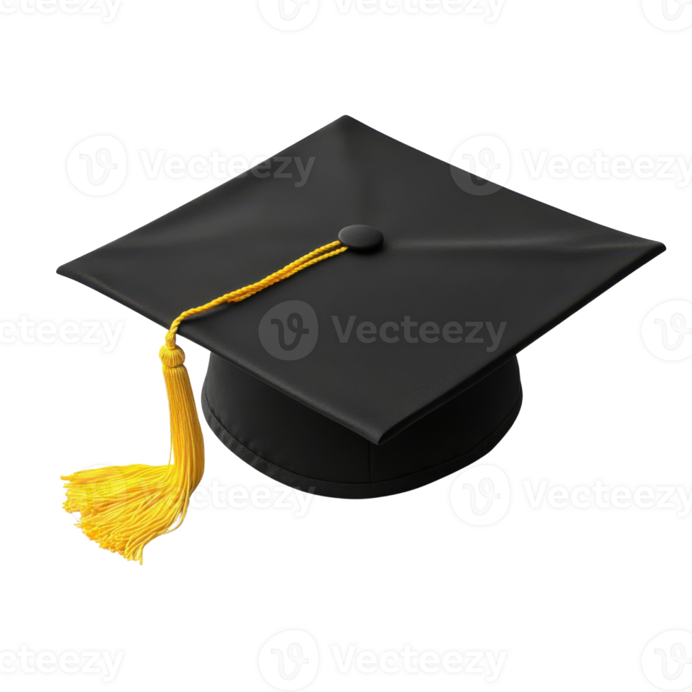 Graduation Cap with Yellow Tassel for Design, Clipart png