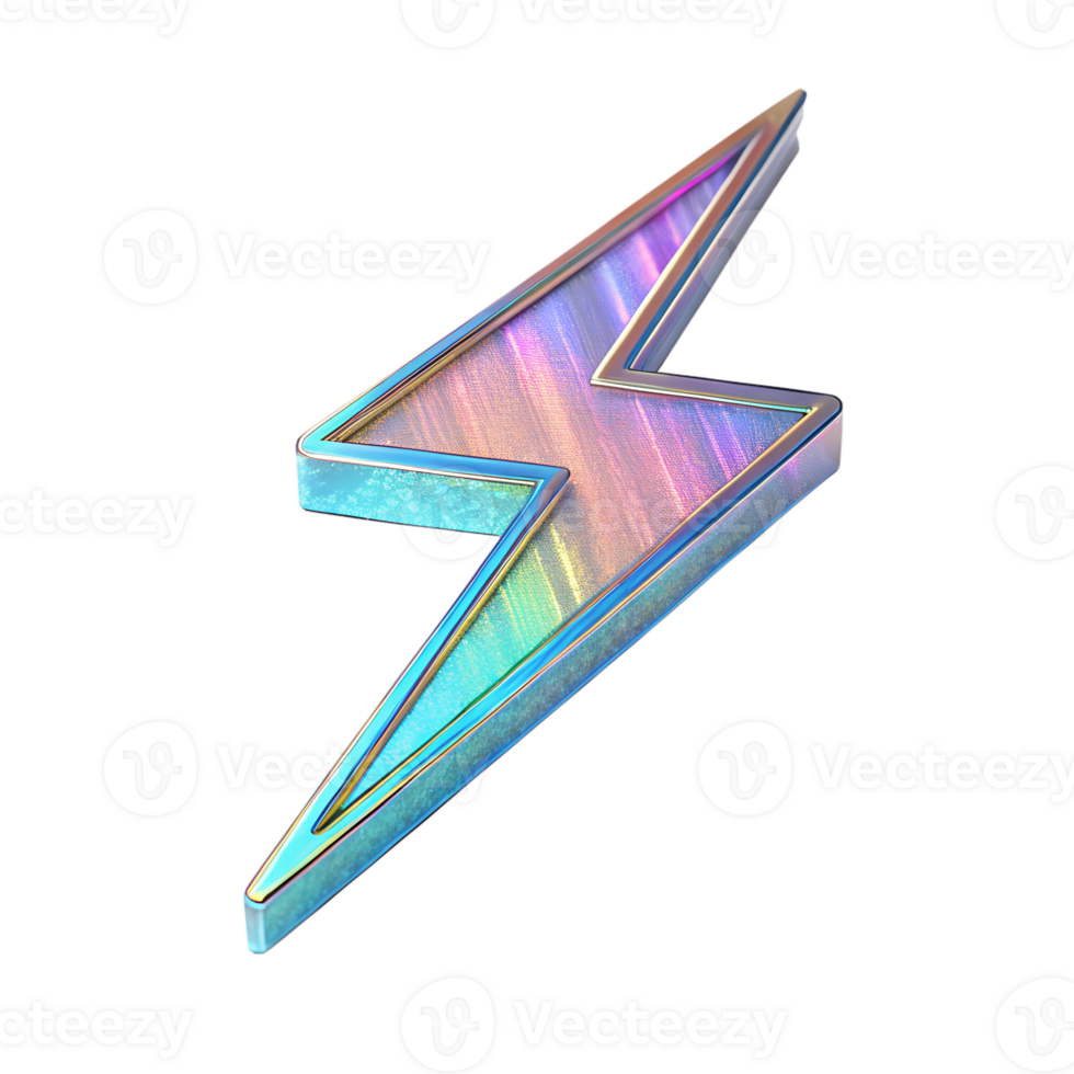 A 3D lightning bolt with a golden outline png