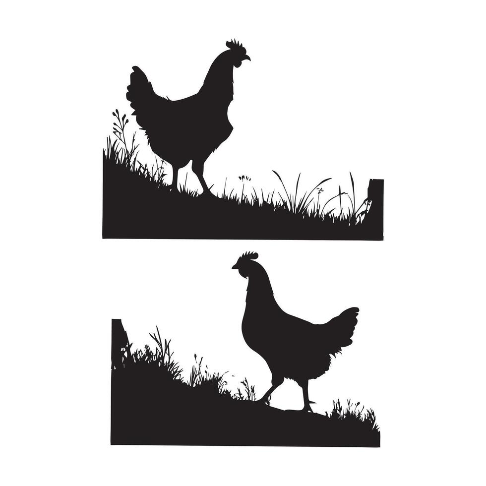 silhouette of chicken art vector