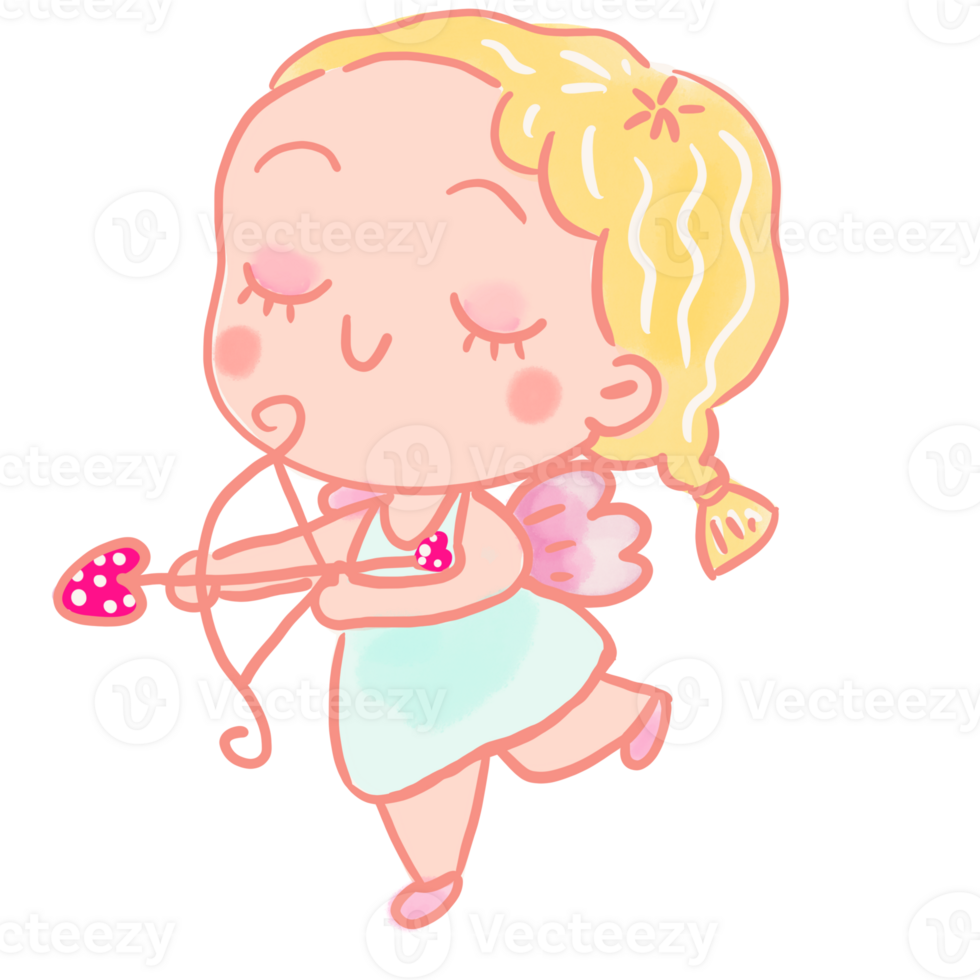 Cute Cupid angel whimsical valentine clipart handdrawn png