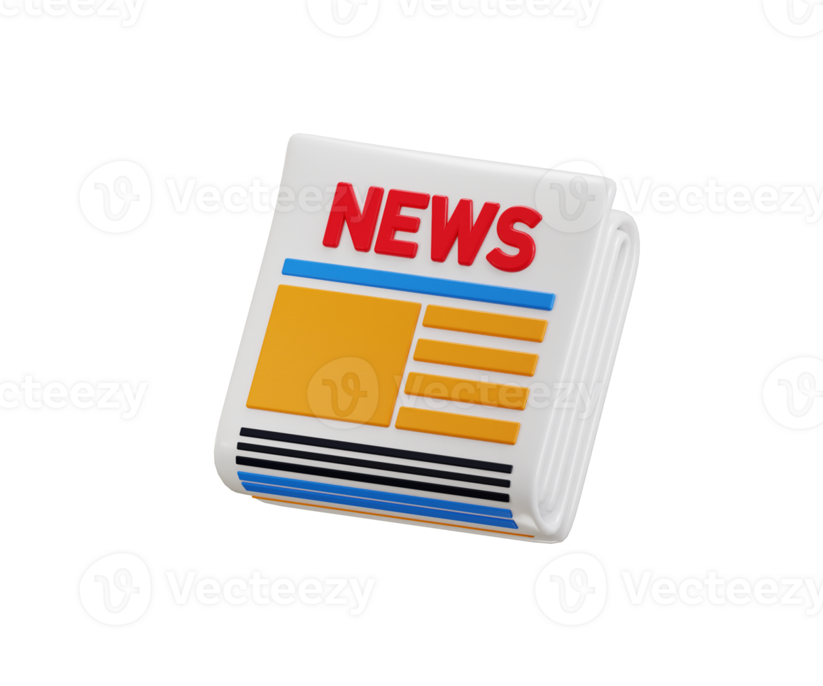 Newspaper icon 3d render concept of press publication paper icon illustration png