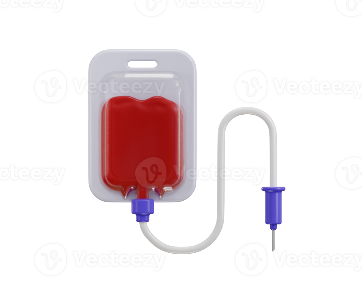 Blood injection and transfusion bag icon 3d render concept of blood bag icon illustration png