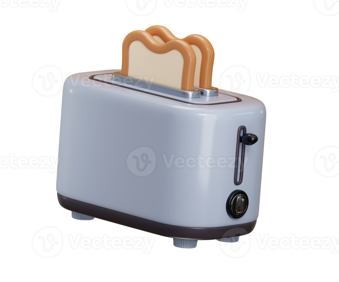 Bread with toaster machine icon 3d render concept of Electrical toaster kitchen appliance icon illustration png