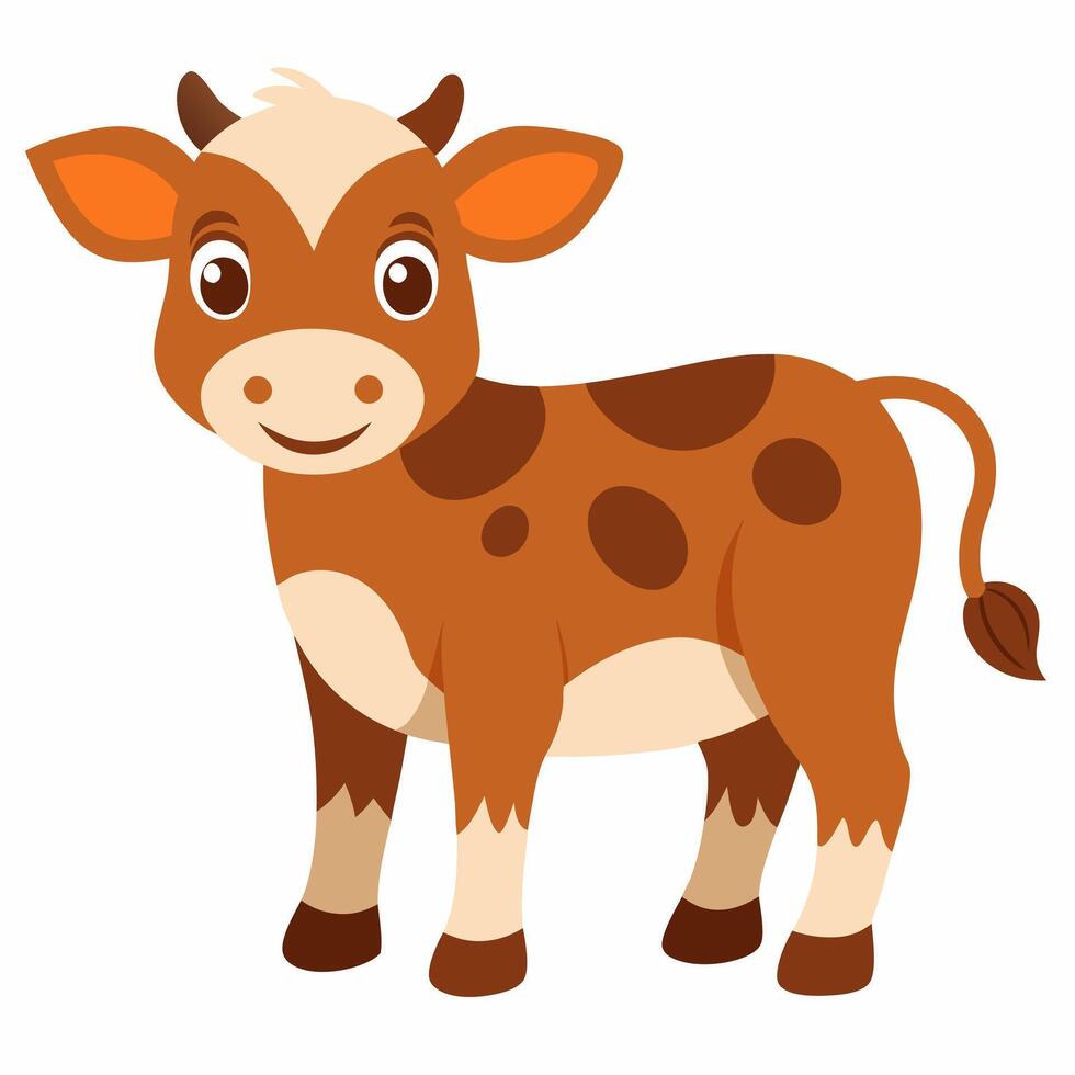 Cute cartoon cow isolated on white background. Side view. vector