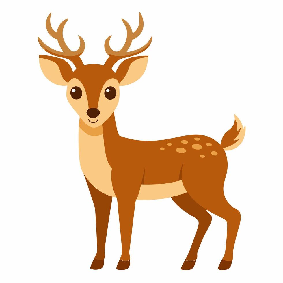 Cute cartoon fawn isolated on white background. Side view. vector