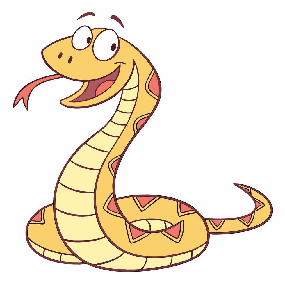 Cute cartoon snake isolated on white background. Side view. vector
