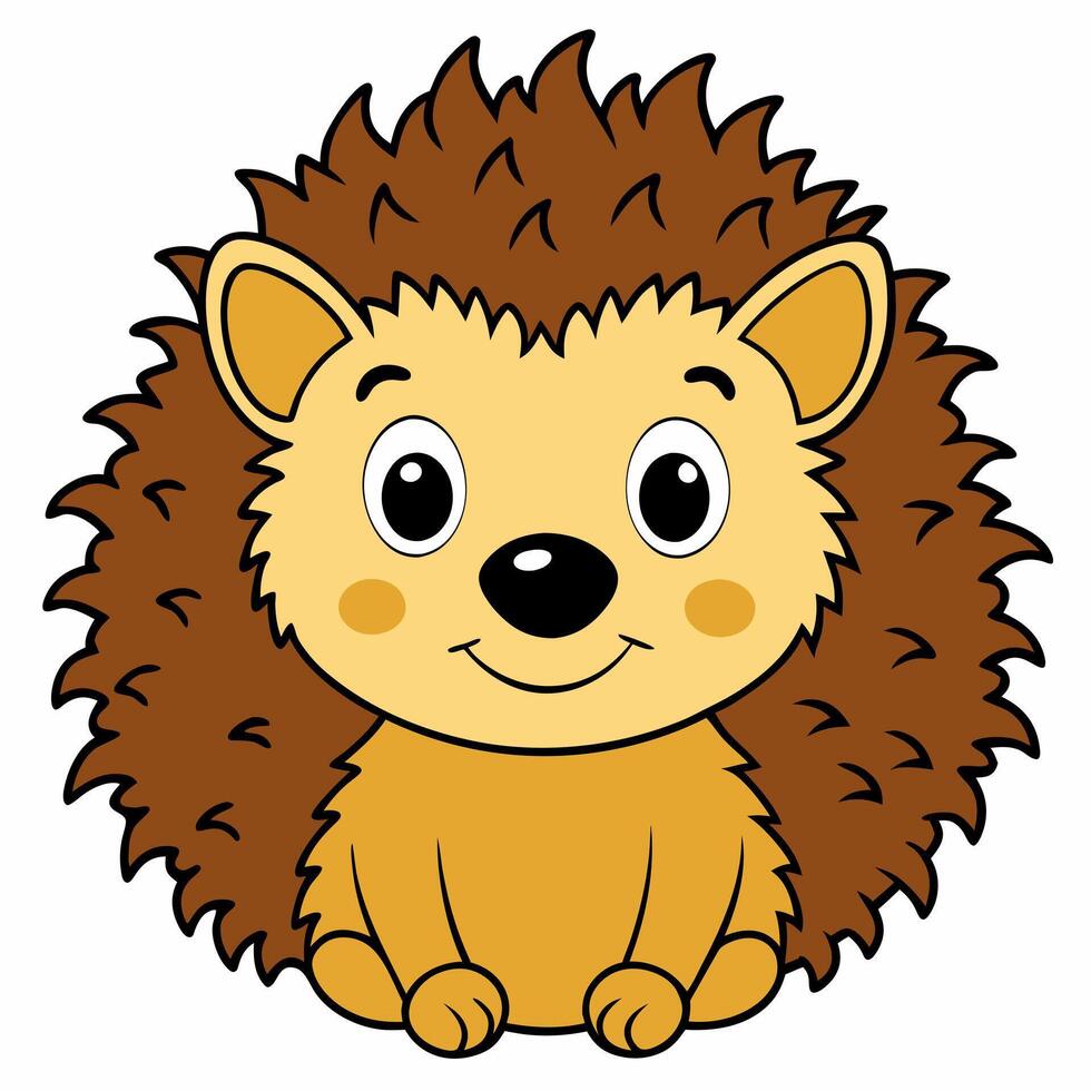 Cute cartoon hedgehog isolated on white background. Front view. vector