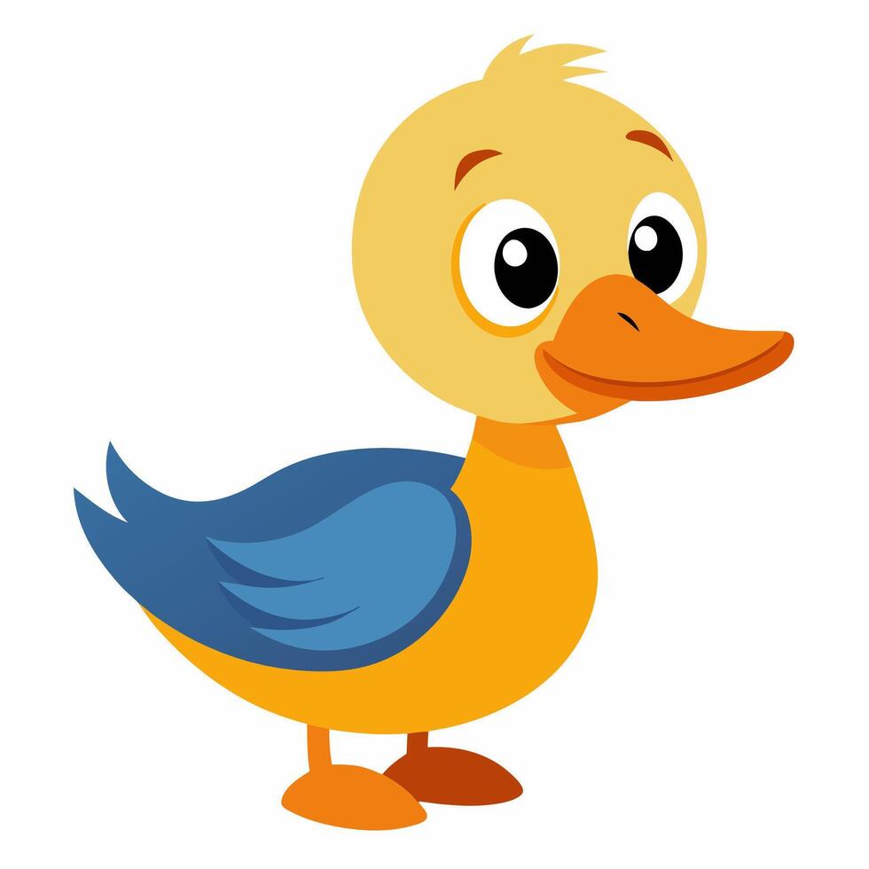 Cute cartoon duck isolated on white background. Side view. vector