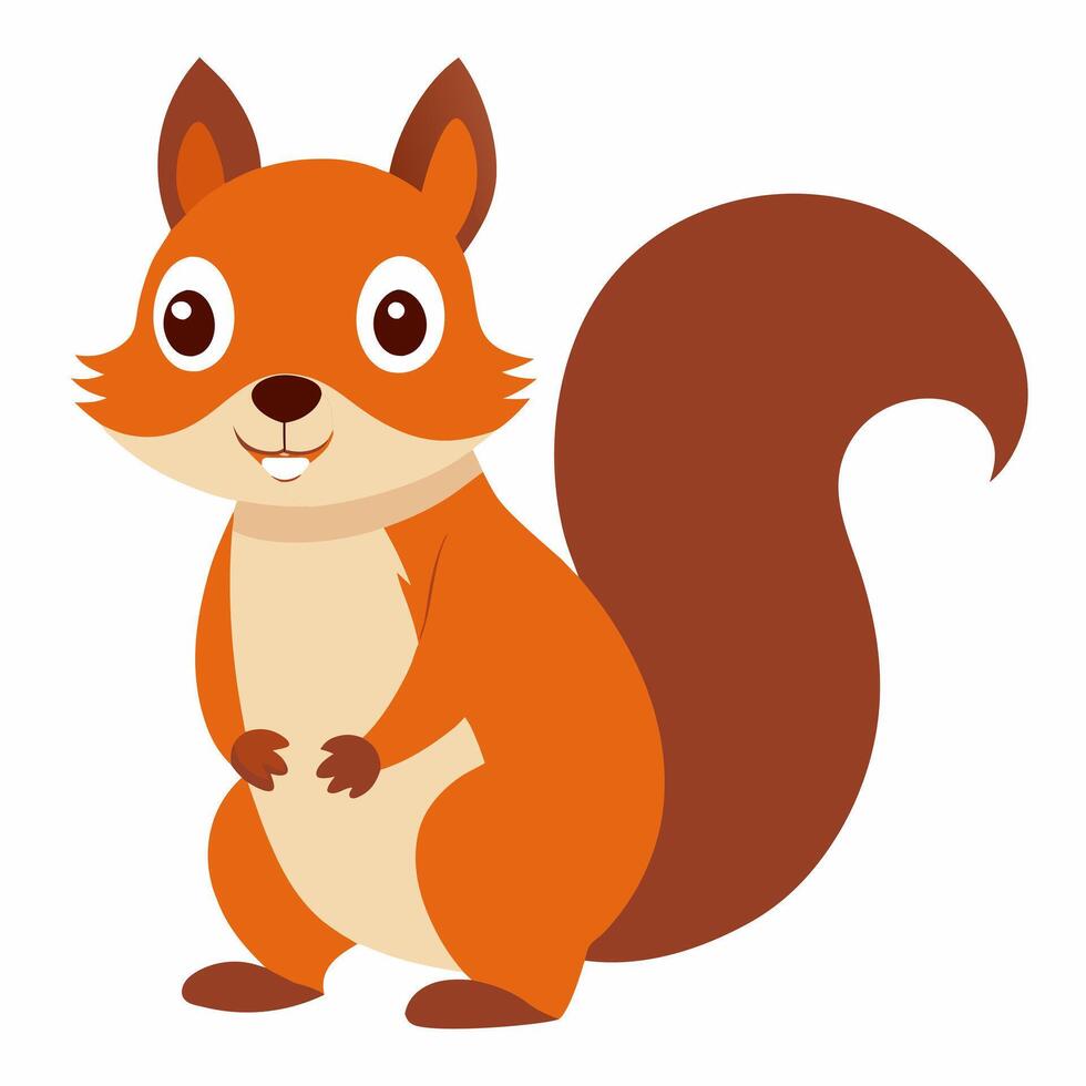 Cute cartoon squirrel isolated on white background. Side view. vector