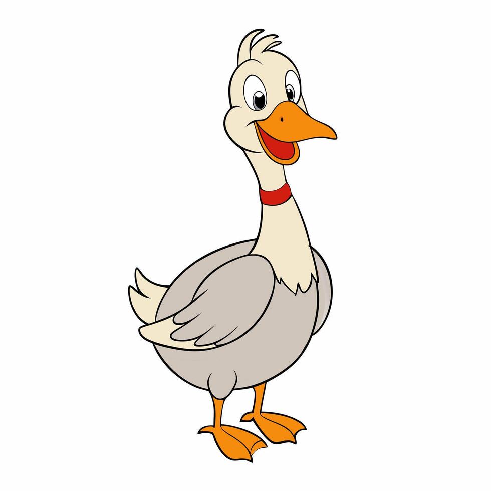 Cute cartoon goose isolated on white background. Side view vector