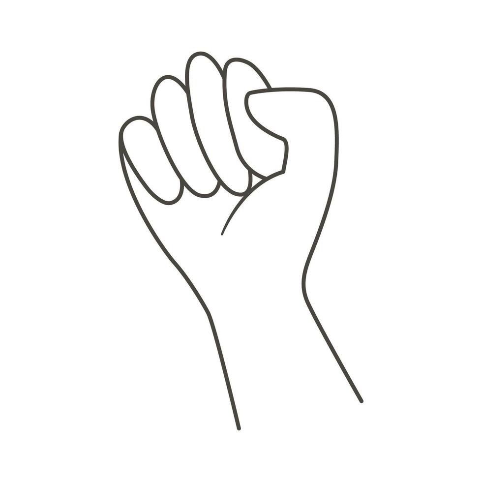 sketch linear hand figure fists upwards vector