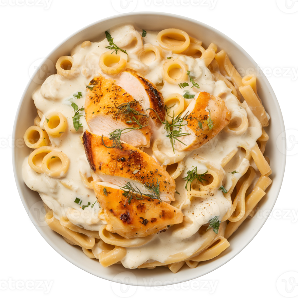 Chicken Alfredo Pasta Top View png