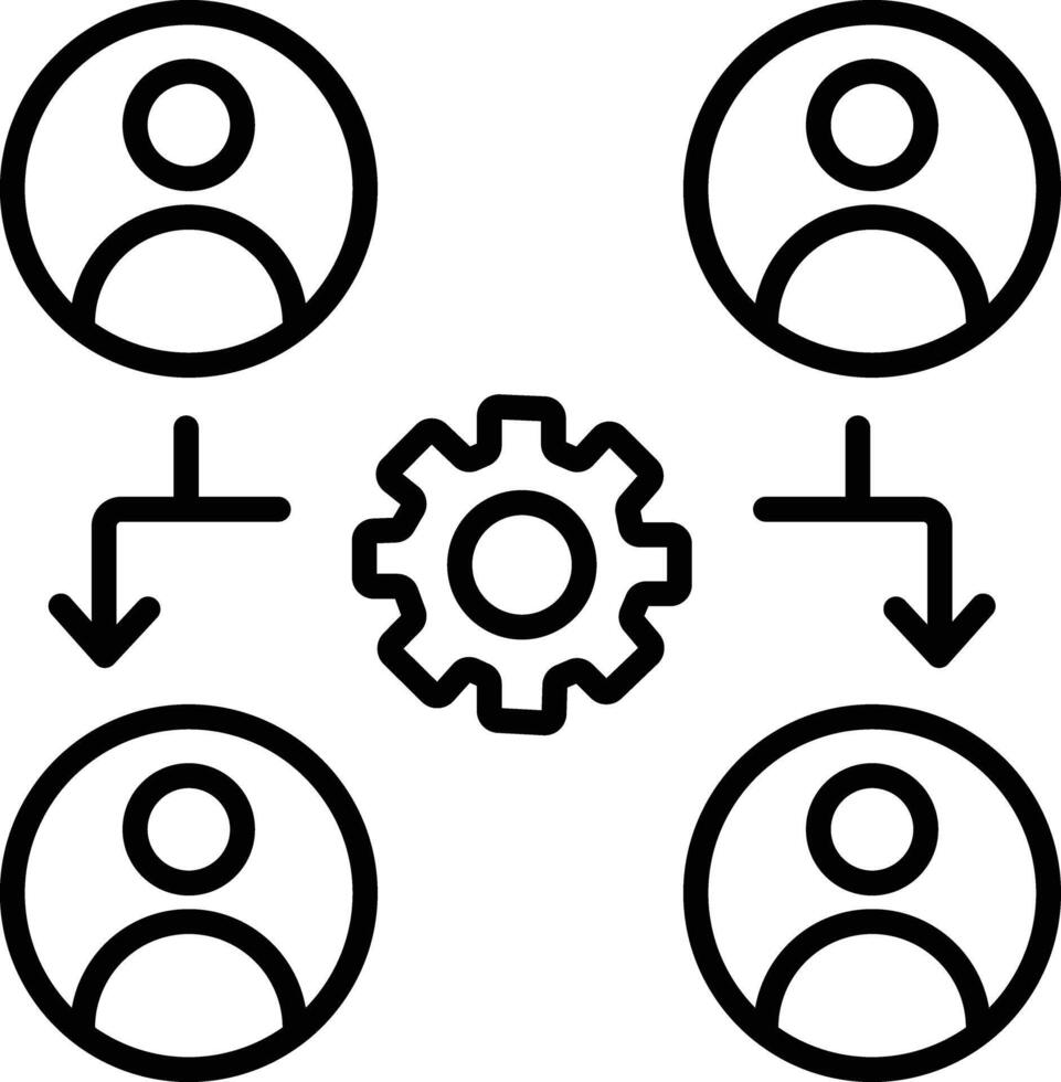 A line style icon of crew management vector