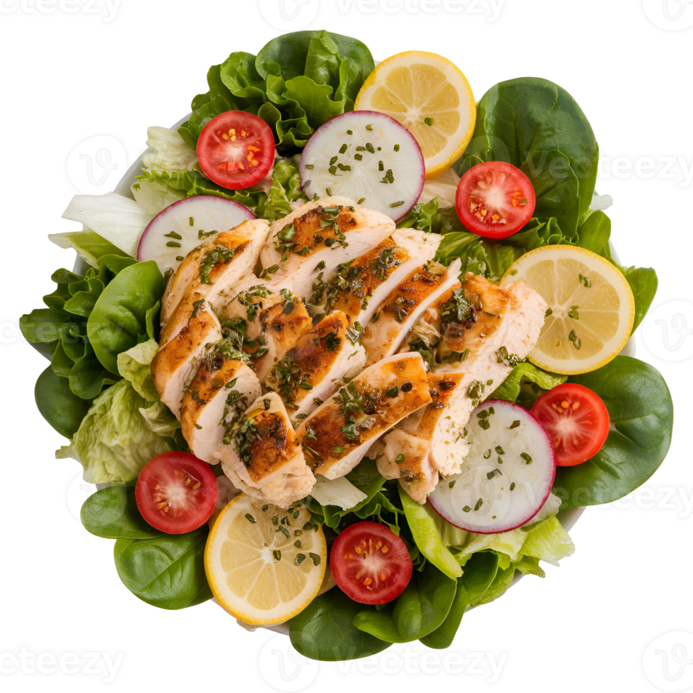Caesar Chicken Salad Top View png