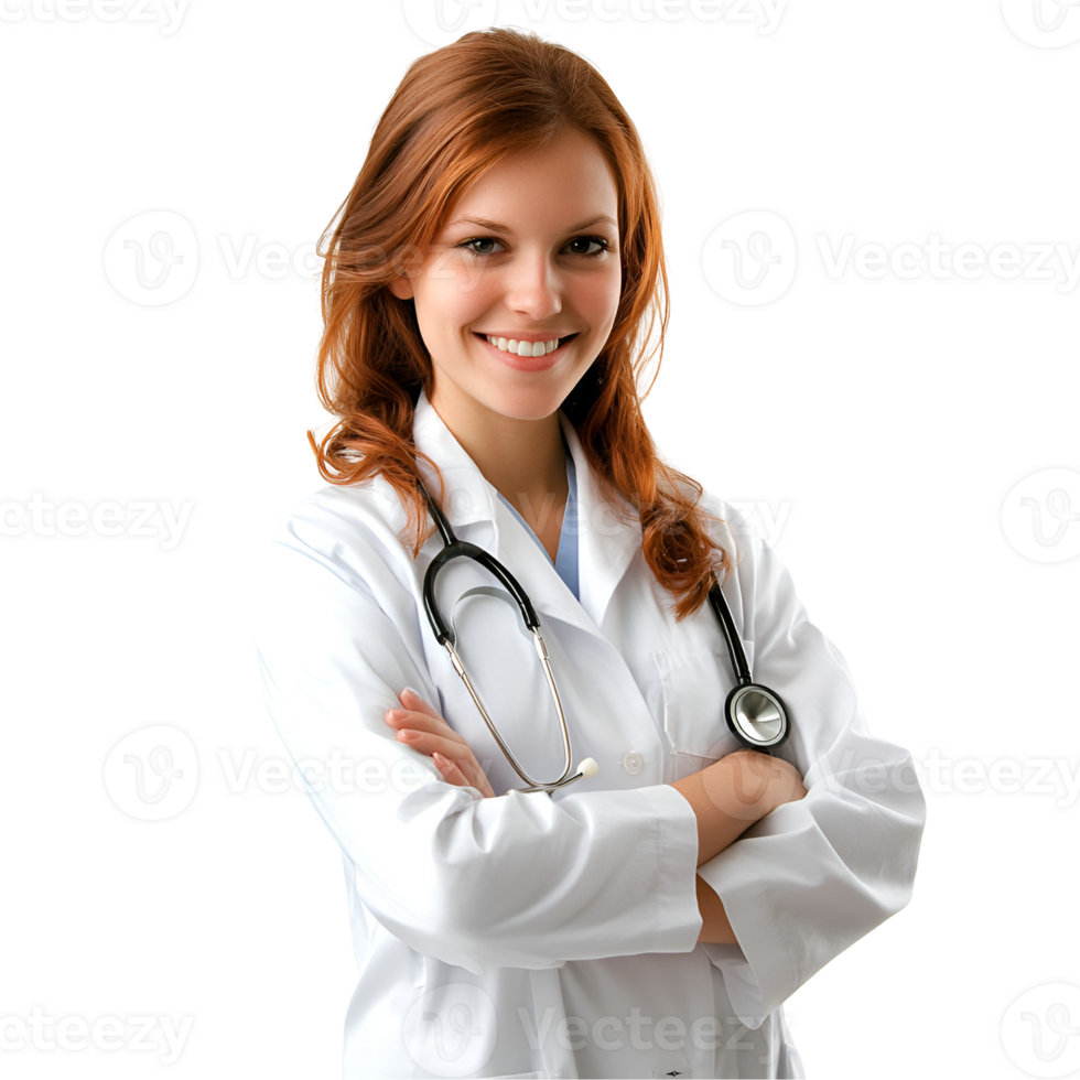 Woman Doctor In White Coat Smiling With Arms Crossed png