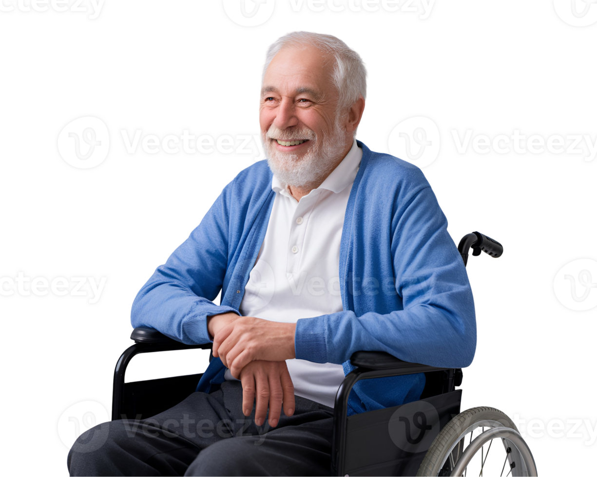 Old Man in Wheelchair Smiling Warmly png