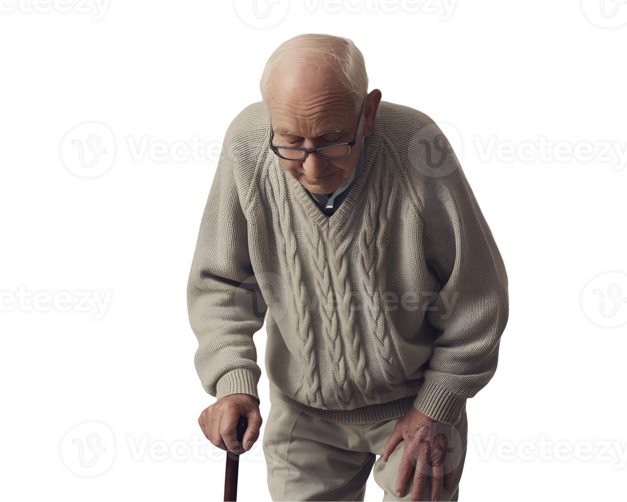 Elderly Man Walking with Cane png