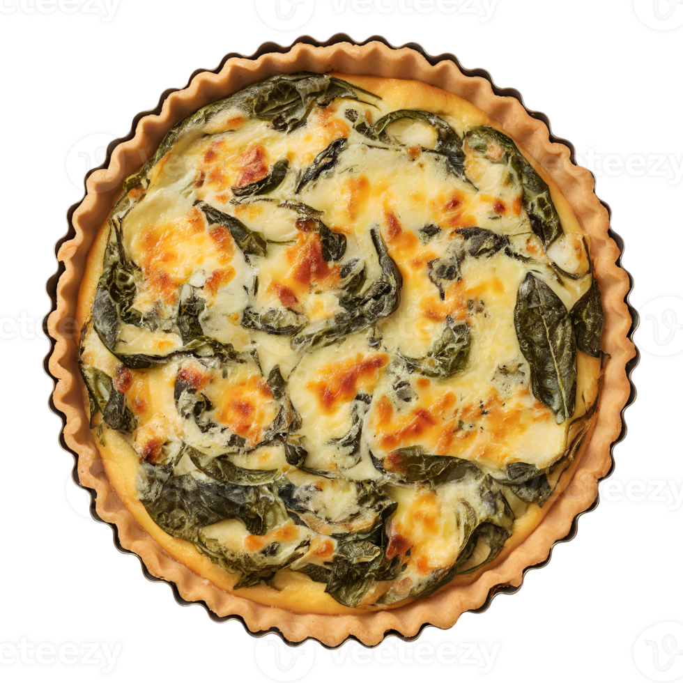 Spinach and Cheese Quiche Top View png