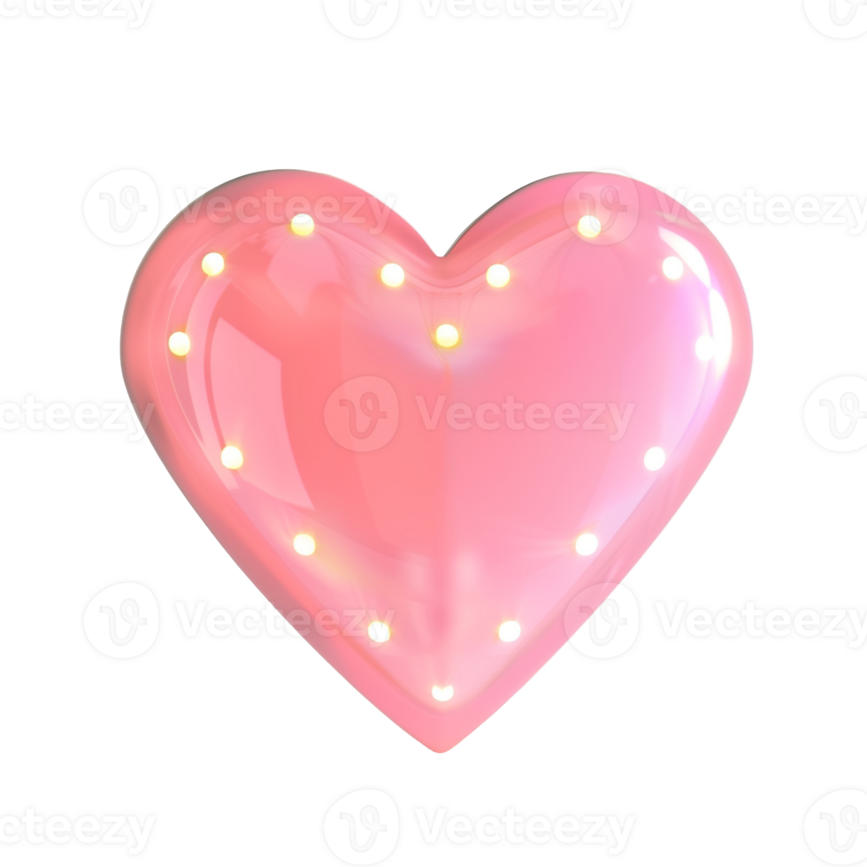 Glowing Pink Heart LED Model png