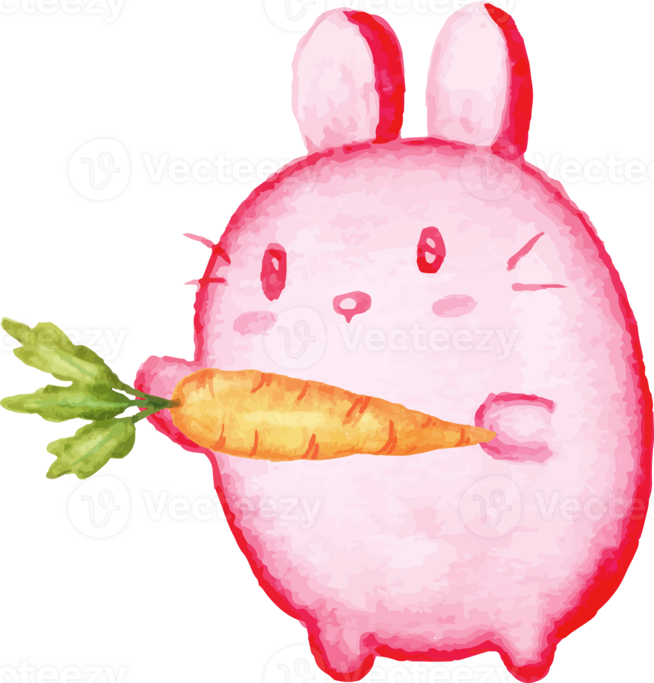 a cartoon rabbit holding a carrot png