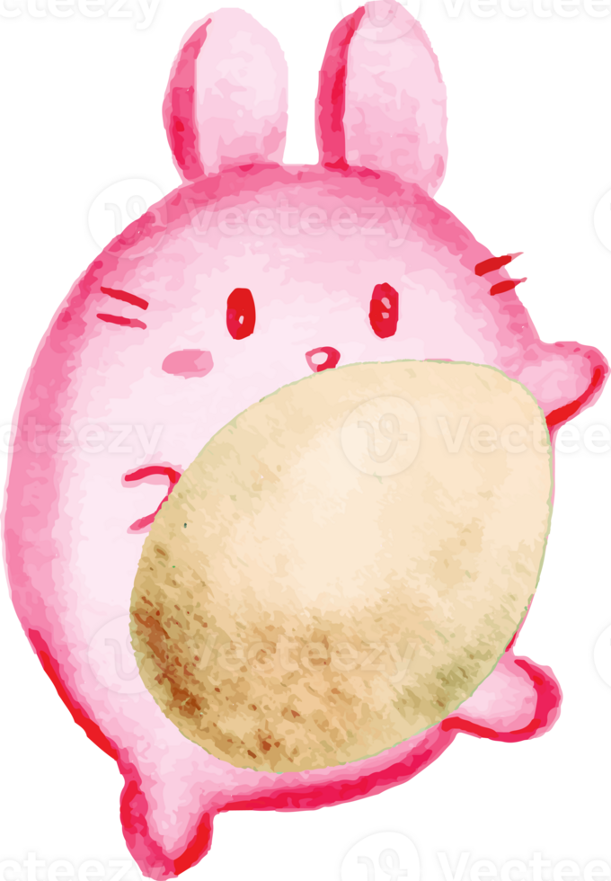 a cartoon bunny holding a egg png