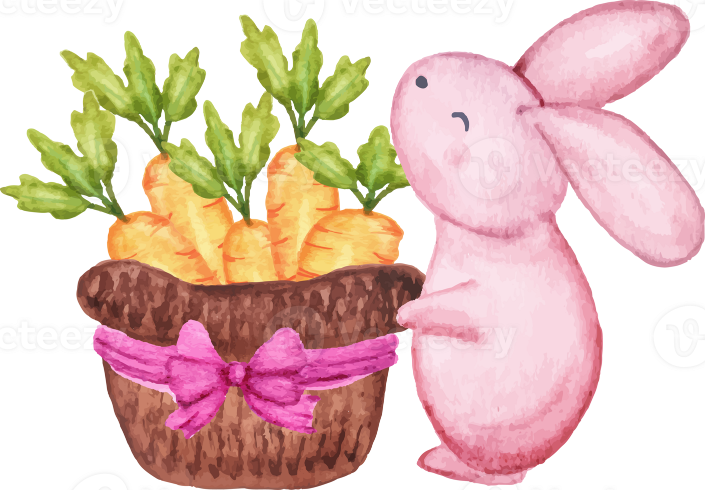easter bunny with carrots in the basket png