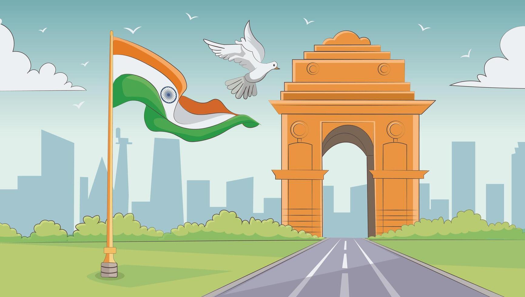 India Gate On Independence Day vector