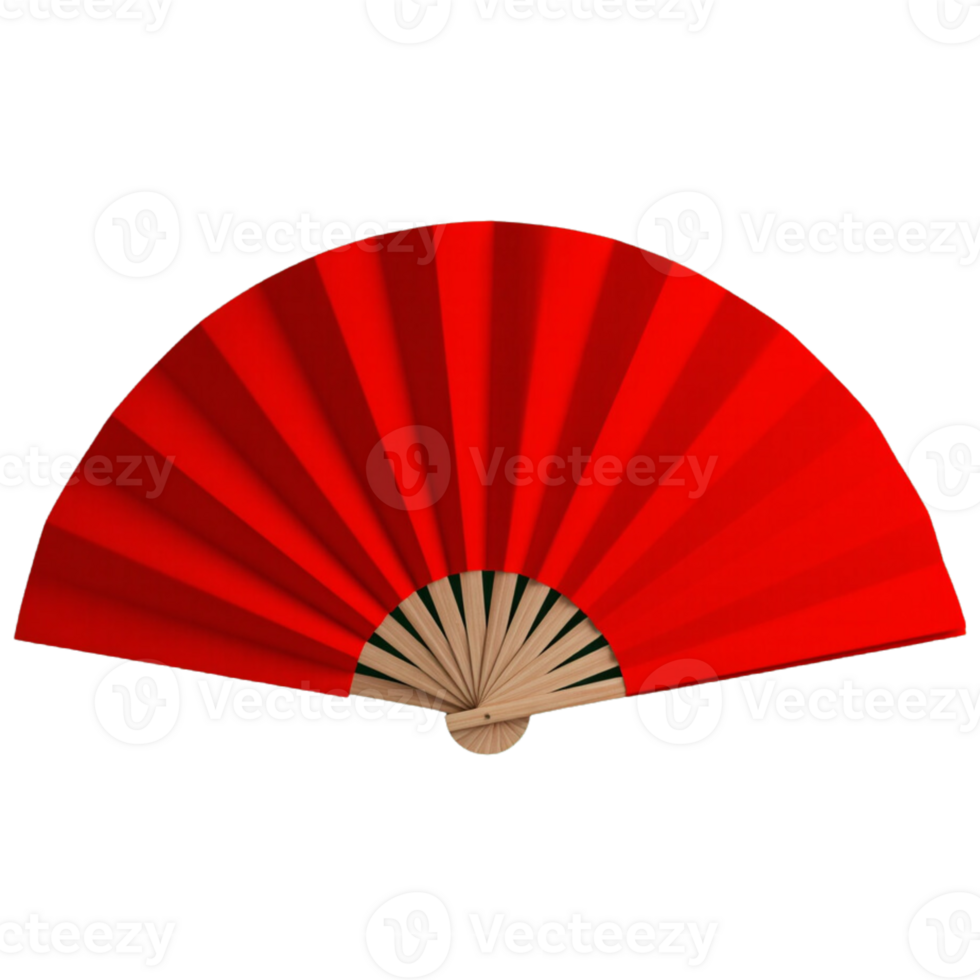Elegant red fan symbolizing Chinese New Year png