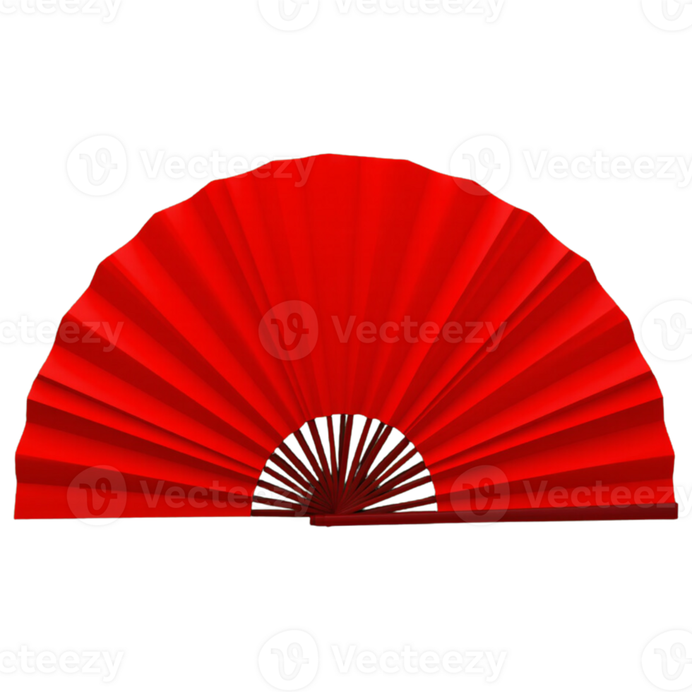 Classic plain red fan for festive New Year Decoration png