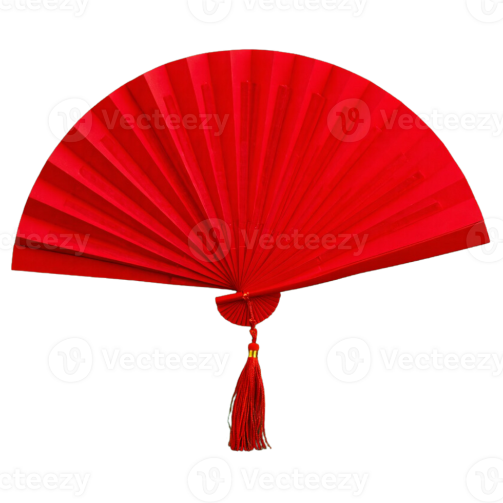 Simple red fan with classic Lunar New Year appeal png