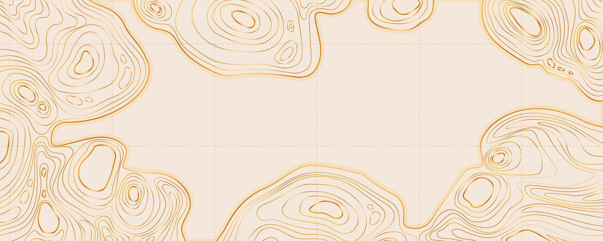 Luxury Topographic Landscape Map with Grid and Lines, Outline Terrain. Banner with geographic mountain relief. Wavy abstract contour background with cartography texture vector