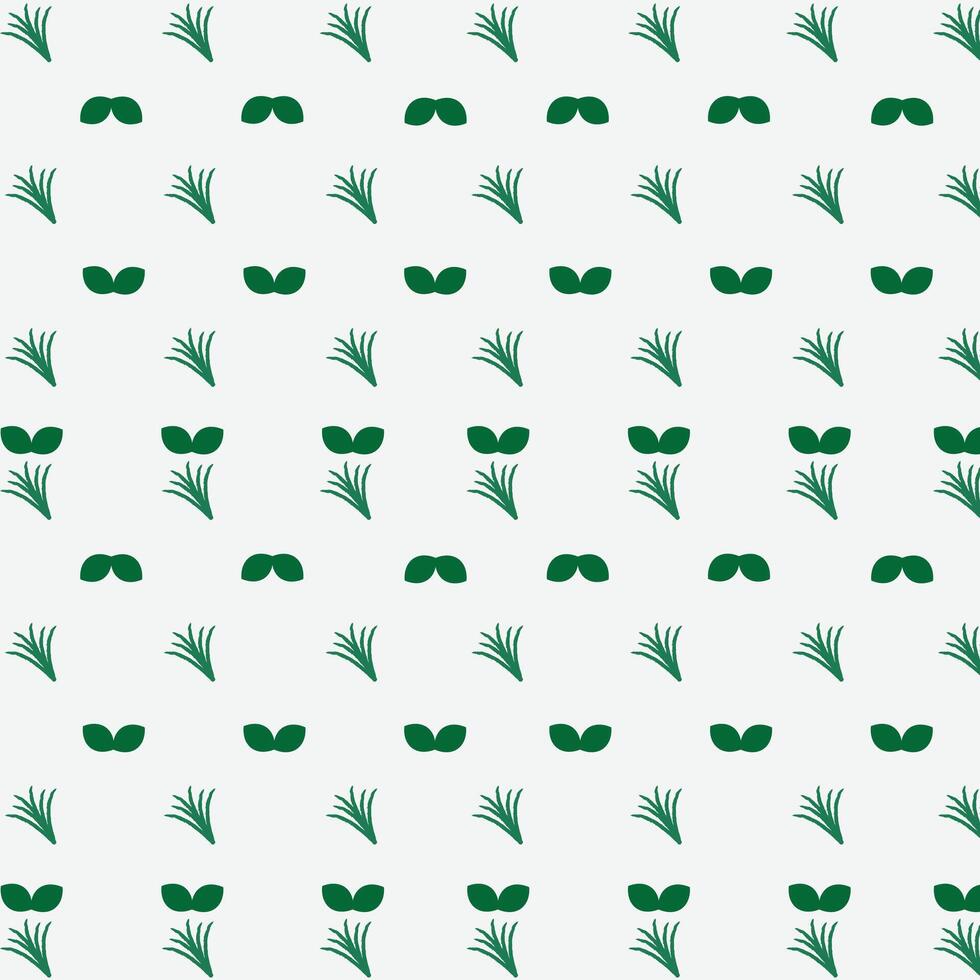 Green leaves hand draw seamless repeat pattern vector