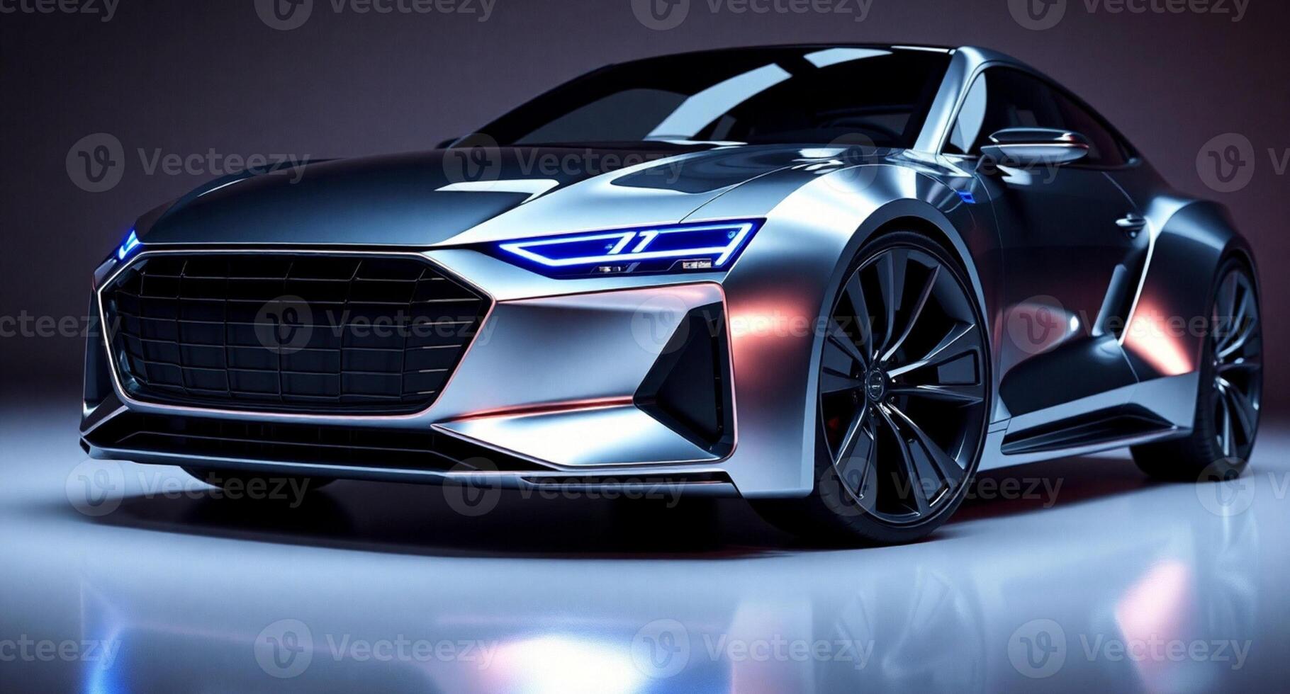 Tech-Driven Masterpiece in Metallic Silver and Dynamic Neon Highlights photo