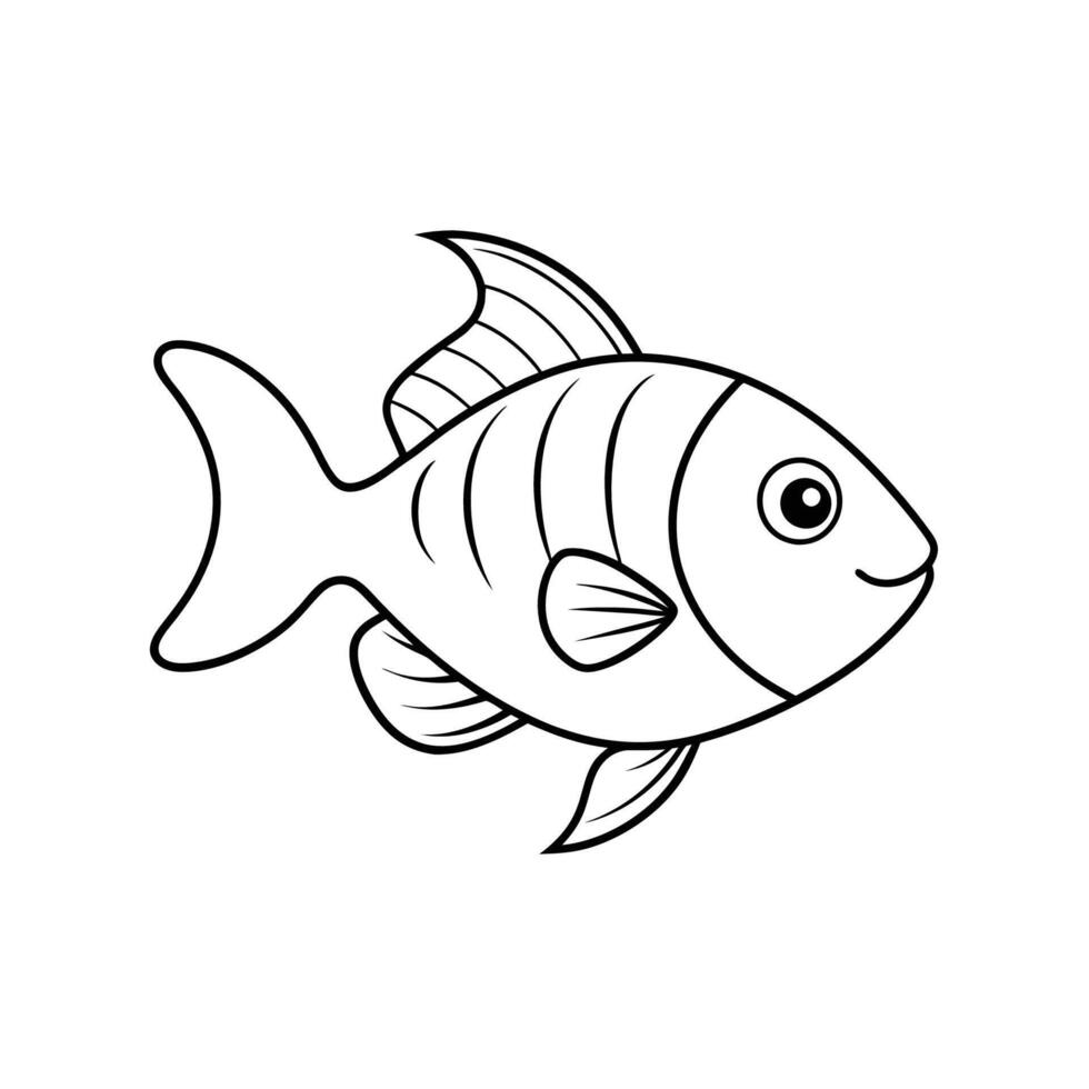 Fish coloring pages for kids vector