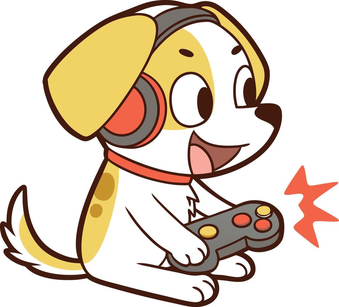 Cute Puppy Gamer clipart vector