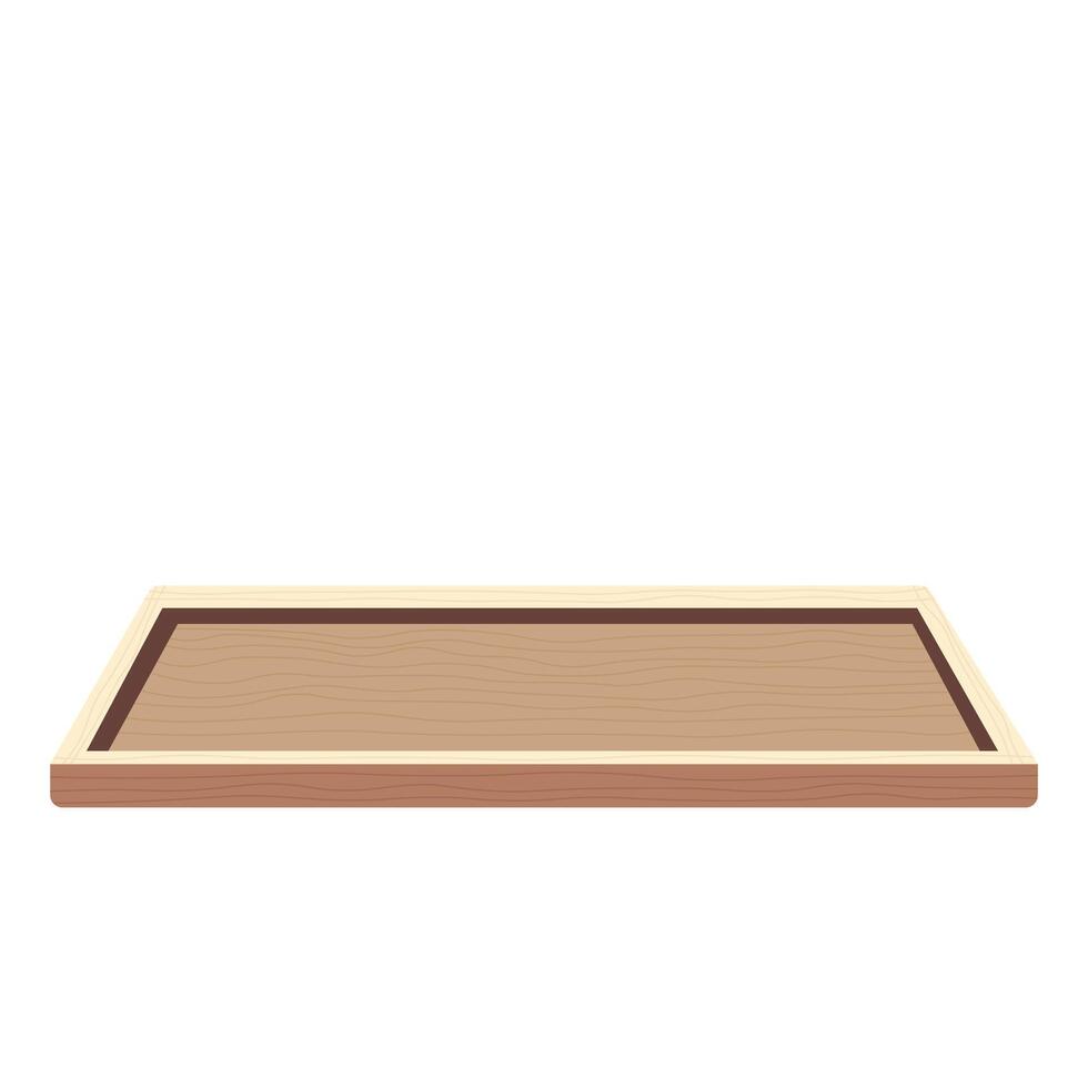 Wooden tray. Stand for items. Flat object vector