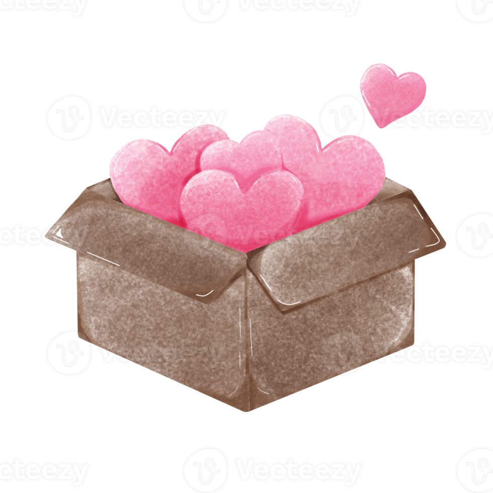 a box with pink hearts in it on a transparent background png