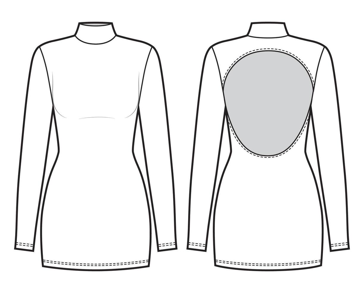 Elastic fit dress with a cutout on the back vector