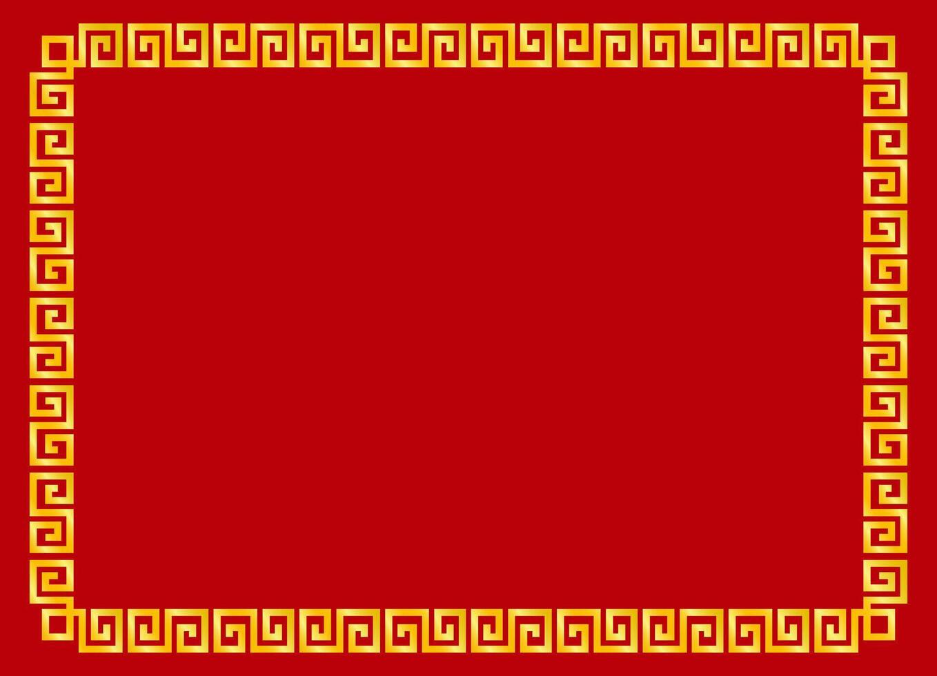 illustration chinese style with copyspace, gold color border pattern and red background. design element for new year, card, poster. vector