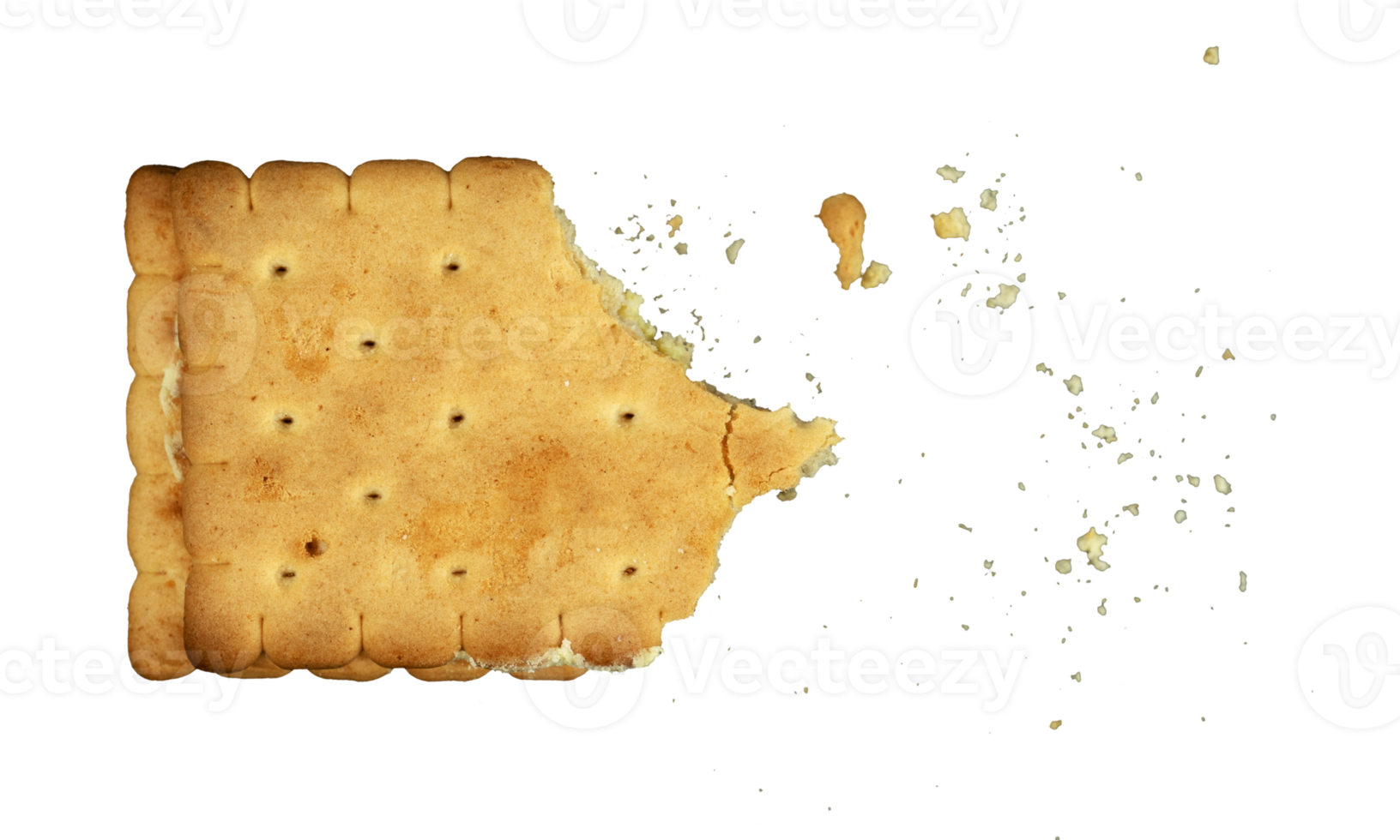 bite of butter biscuits with crumbs isolated element png