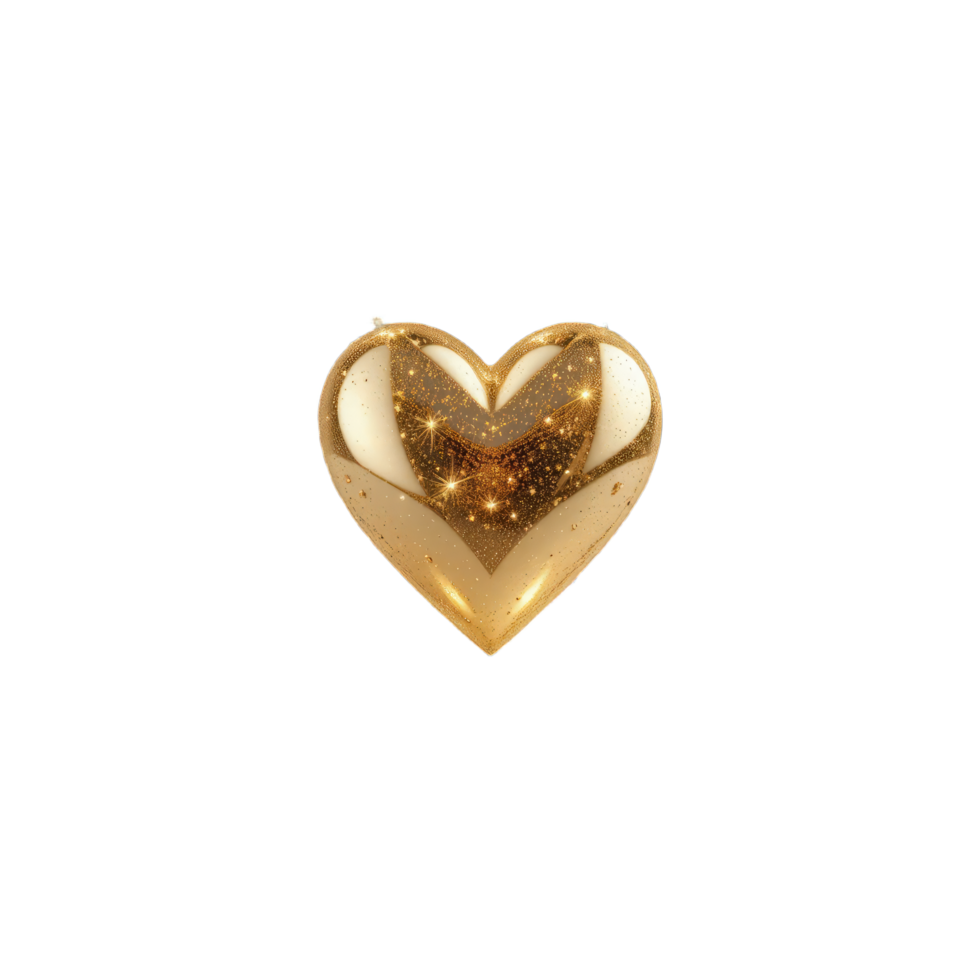 Sparkling Golden Heart. A Symbol of Love and Affection, Shiny and Gleaming png