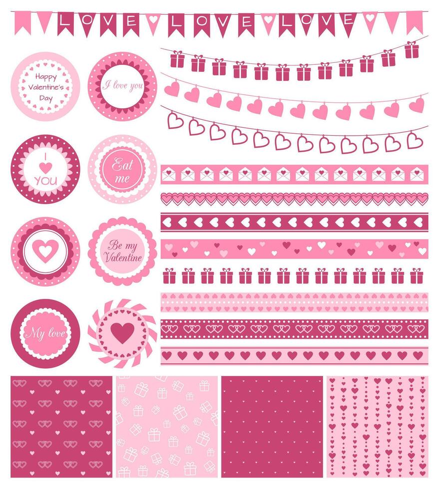 Set of design elements for Valentine's Day or wedding vector