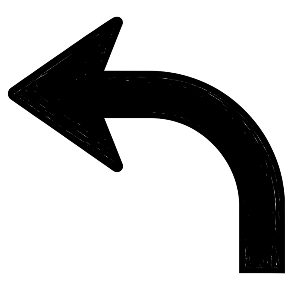 black arrow shape is isolated on transparent png