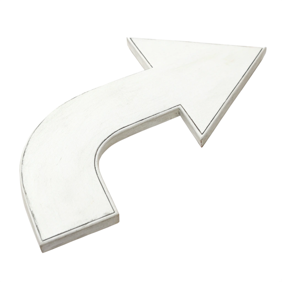 white curved arrow shape isolated on transparent png